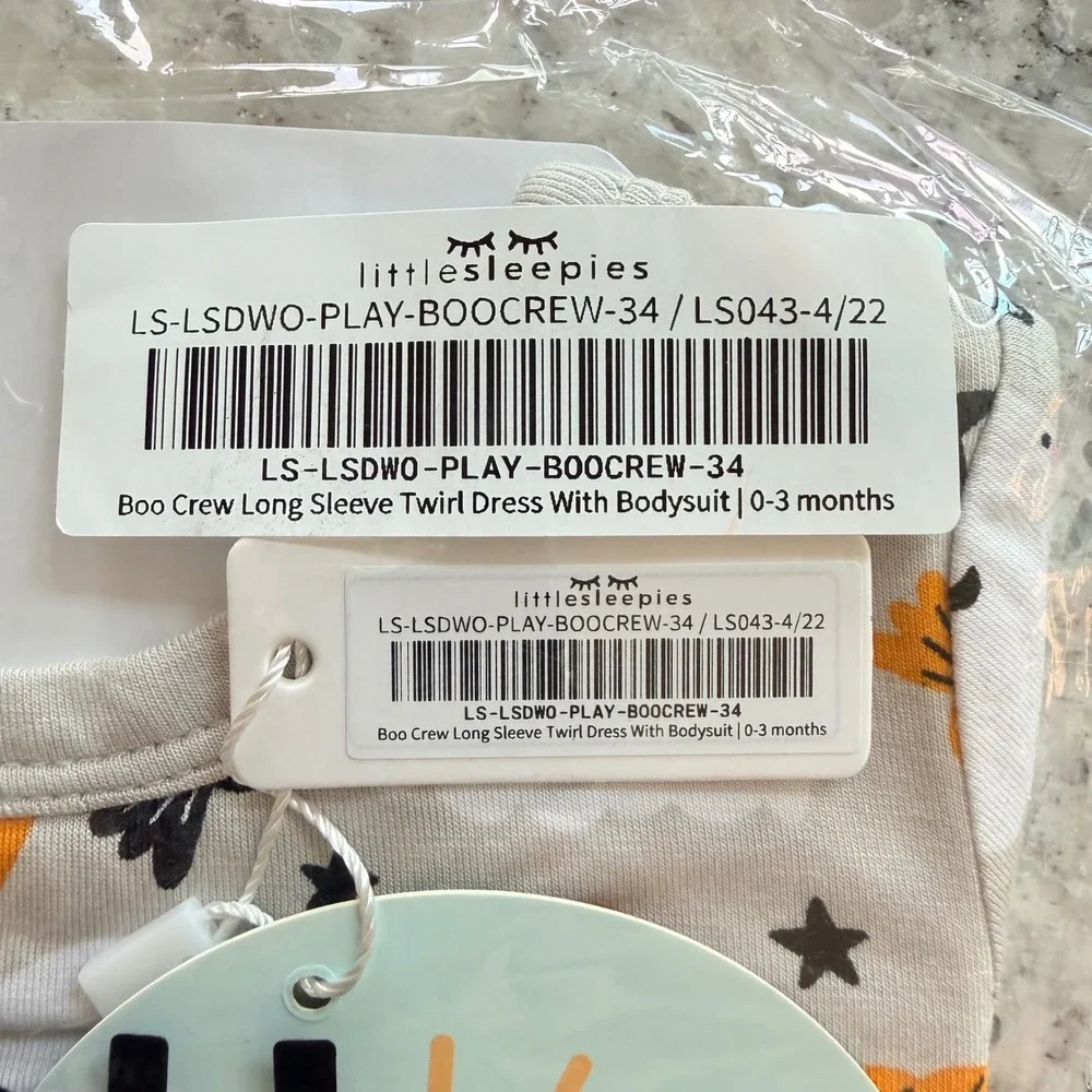 NWT Little Sleepies Boo Crew Long Sleeve Twirl Dress with bodysuit 0-3 months